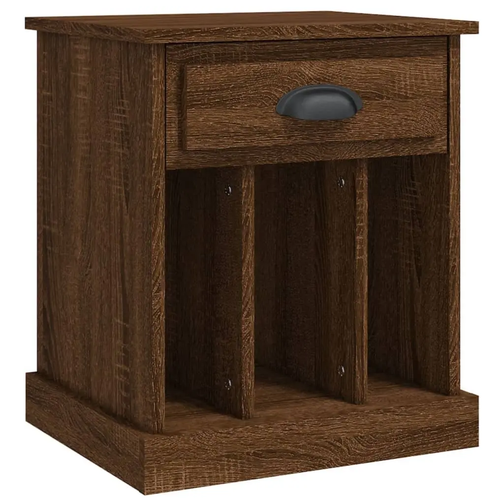 Bedside Cabinet Brown Oak 43x36x50cm Nightstand Drawer Storage Compartments