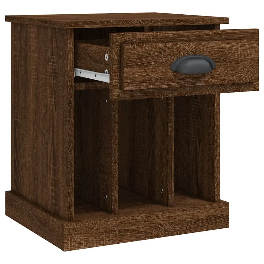 Bedside Cabinet Brown Oak 43x36x50cm Nightstand Drawer Storage Compartments