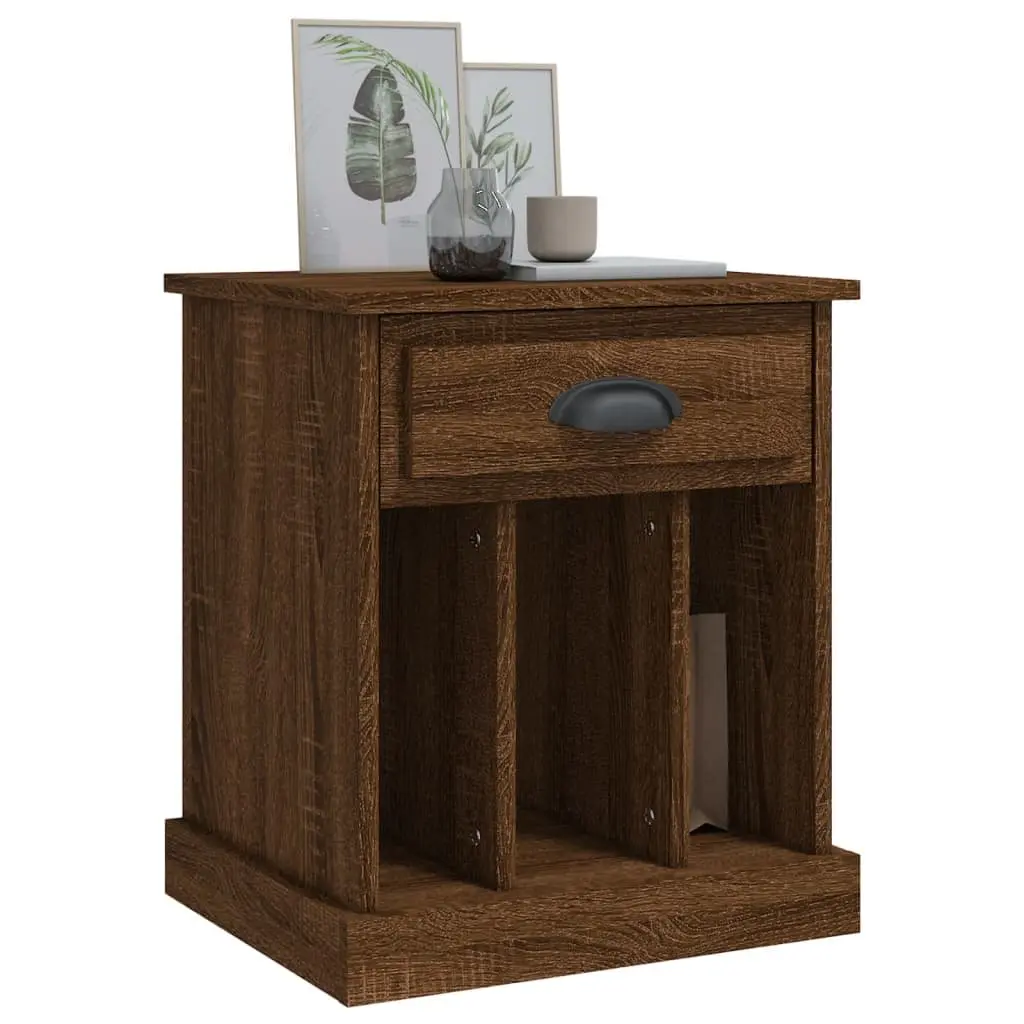 Bedside Cabinet Brown Oak 43x36x50cm Nightstand Drawer Storage Compartments