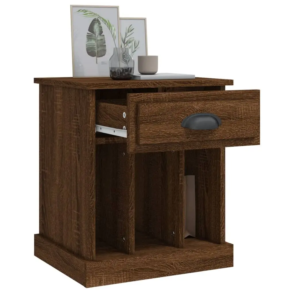 Bedside Cabinet Brown Oak 43x36x50cm Nightstand Drawer Storage Compartments
