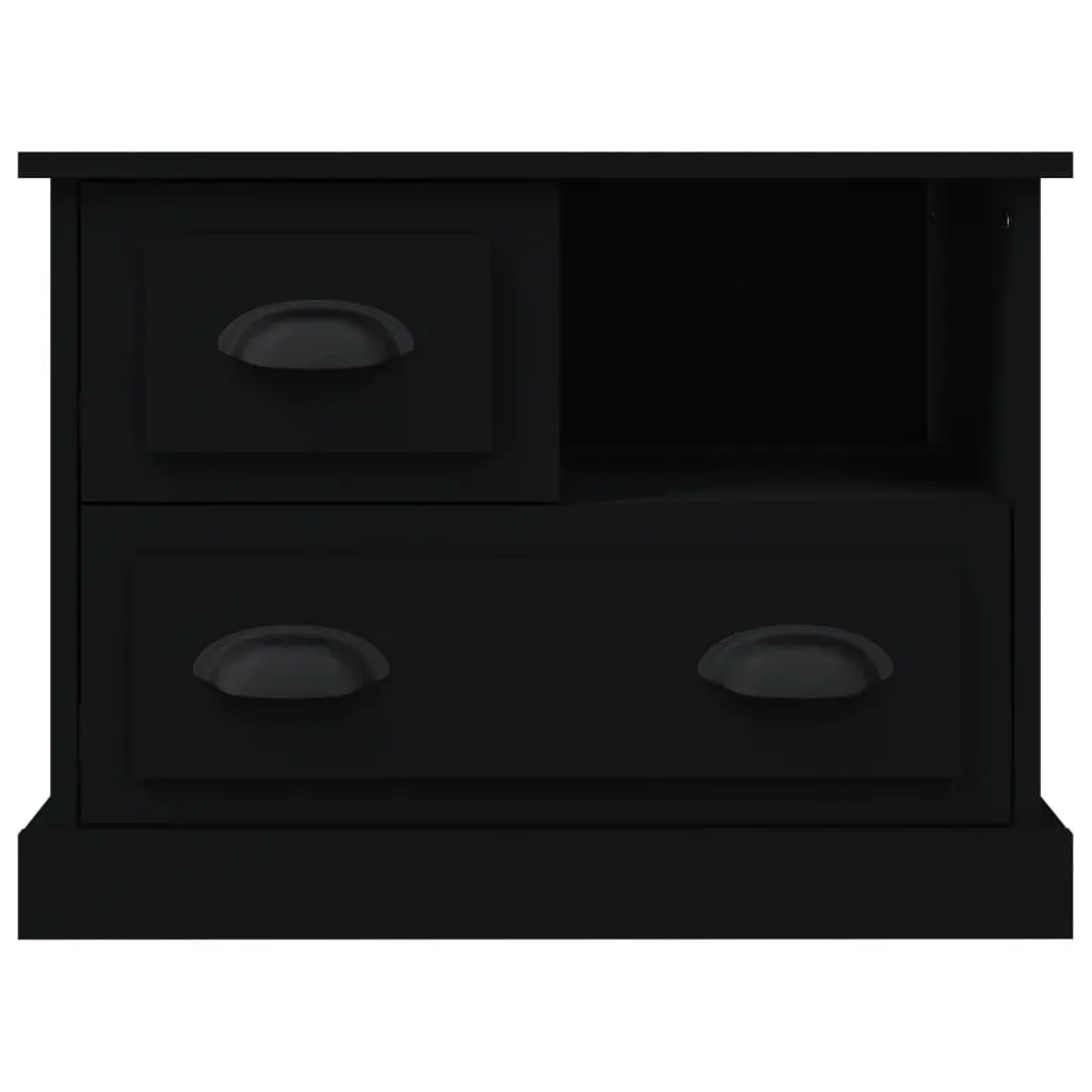 Bedside Cabinet Black Nightstand Storage Drawers 60x39x45 cm