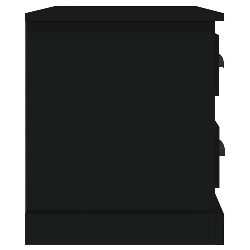 Bedside Cabinet Black Nightstand Storage Drawers 60x39x45 cm
