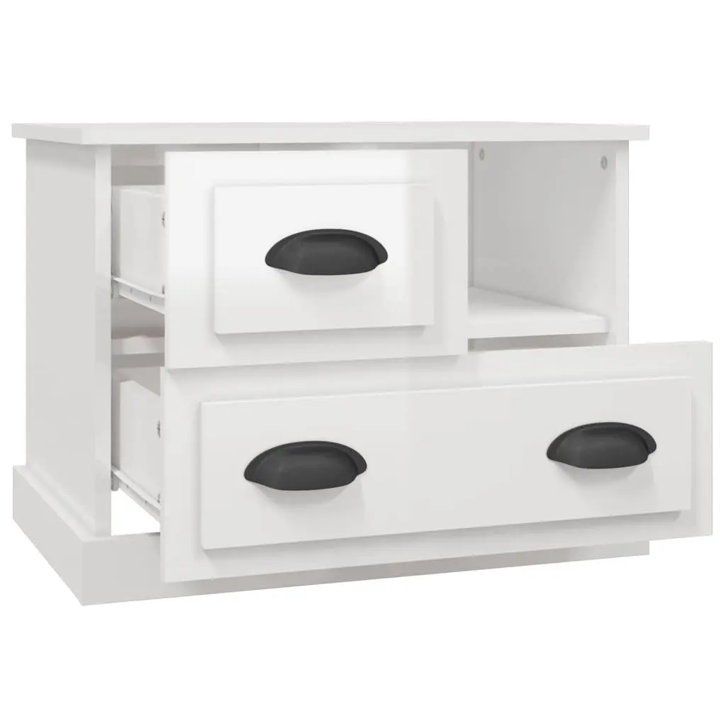 White Bedside Cabinet with Two Drawers