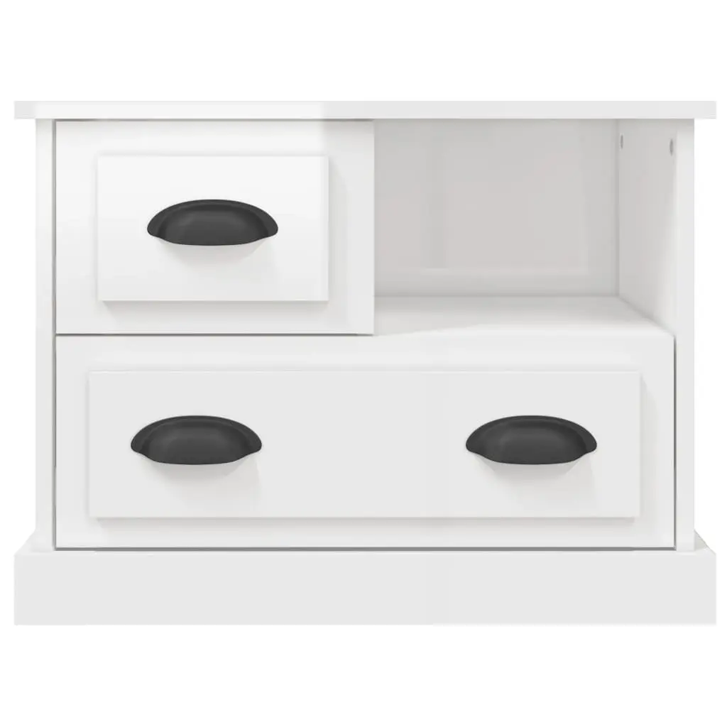 White Bedside Cabinet with Two Drawers