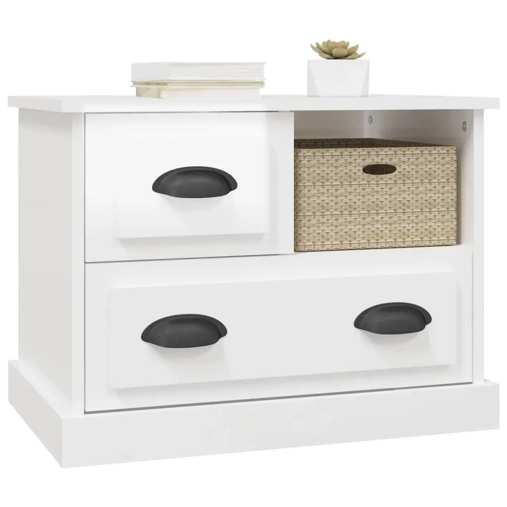 White Bedside Cabinet with Two Drawers