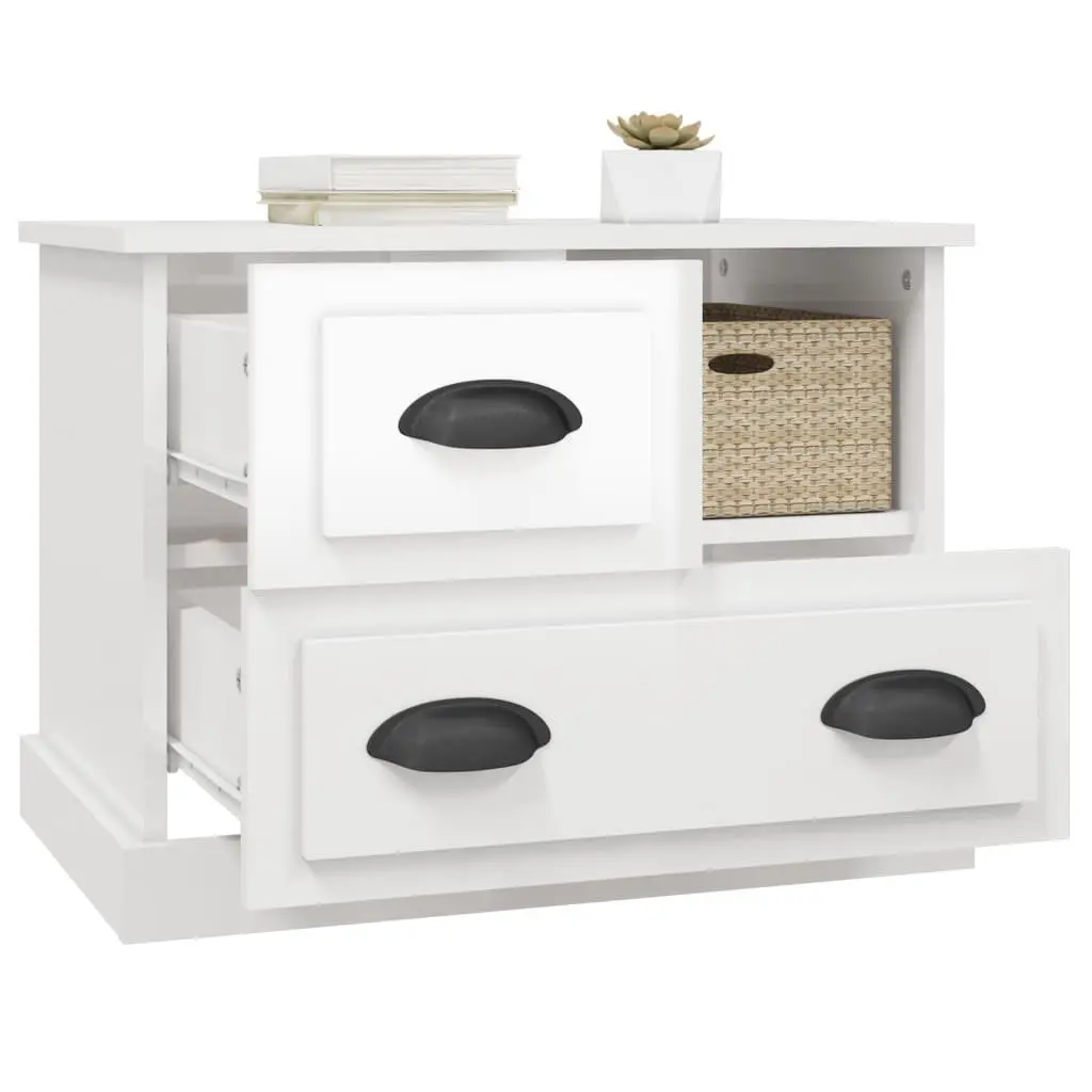 White Bedside Cabinet with Two Drawers
