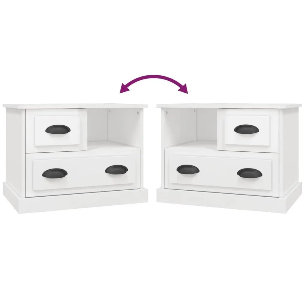 White Bedside Cabinet with Two Drawers