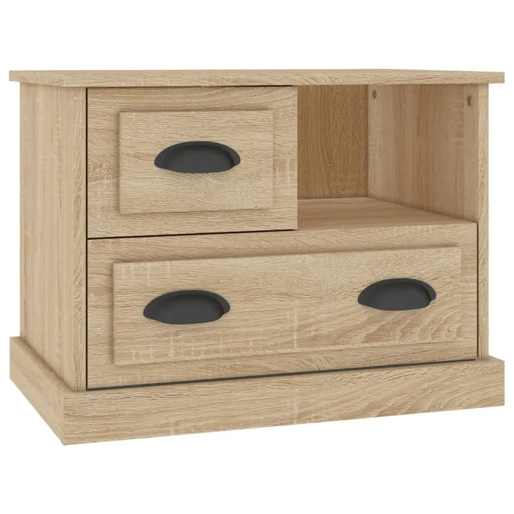 Bedside Cabinet Brown Side Table Bedroom Nightstand Storage Drawers Compartment