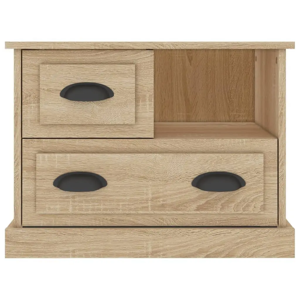Bedside Cabinet Brown Side Table Bedroom Nightstand Storage Drawers Compartment