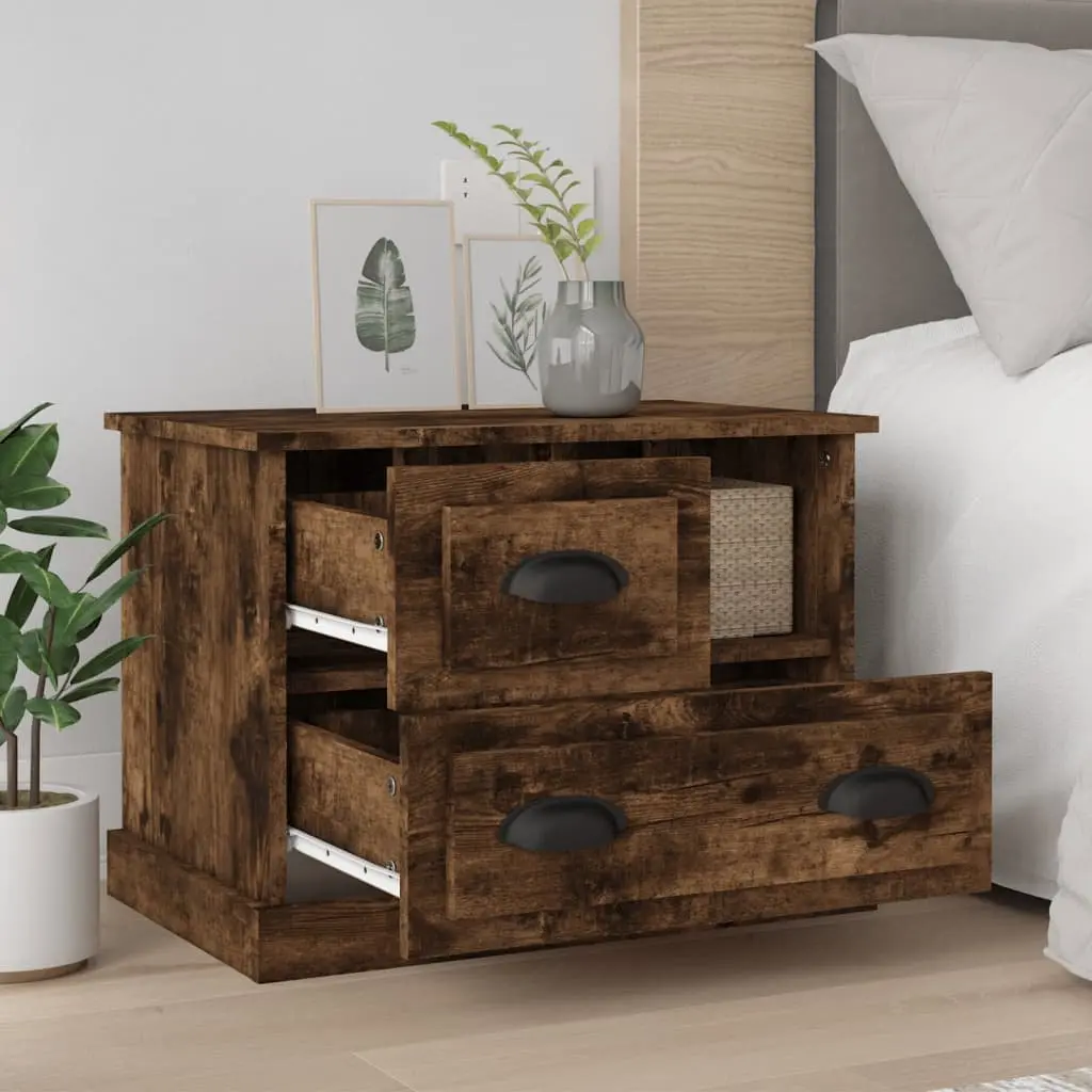 Bedside Cabinet Storage Table with Drawer Compartment 60 x 39 x 45 cm Brown