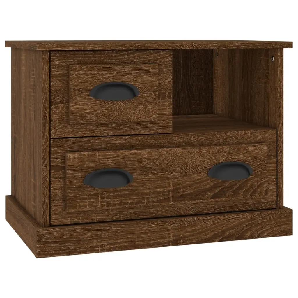 Brown Oak Bedside Cabinet with Storage