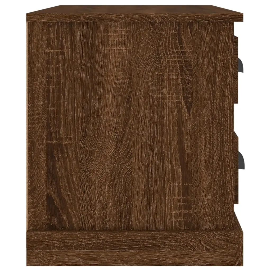 Brown Oak Bedside Cabinet with Storage