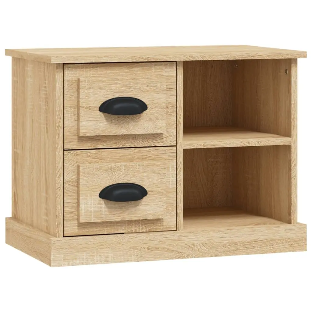 Bedside Cabinet Brown Engineered Wood 2 Drawers 2 Compartments