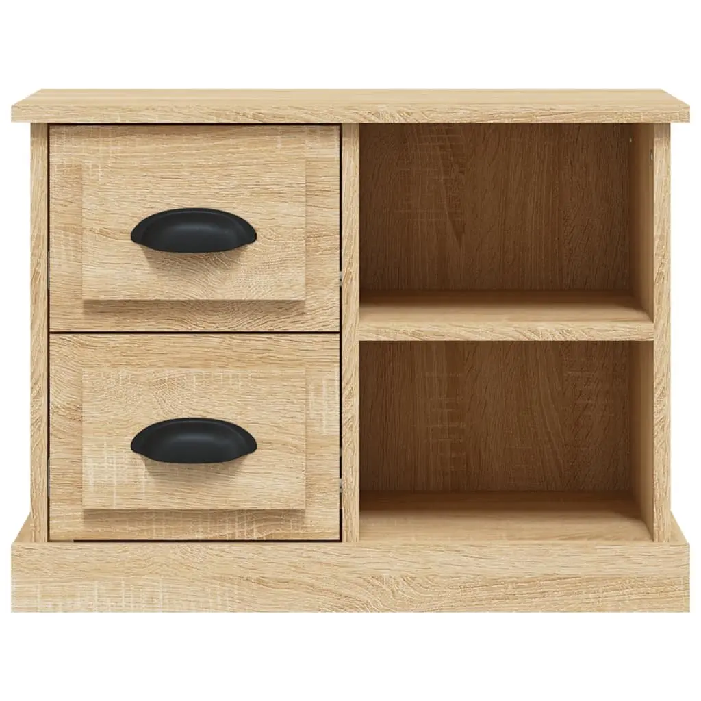 Bedside Cabinet Brown Engineered Wood 2 Drawers 2 Compartments