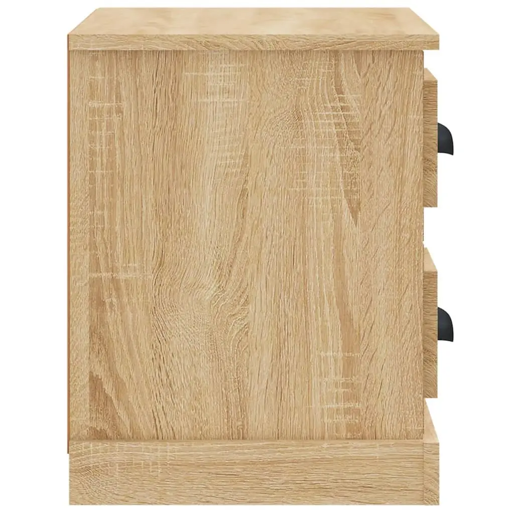 Bedside Cabinet Brown Engineered Wood 2 Drawers 2 Compartments
