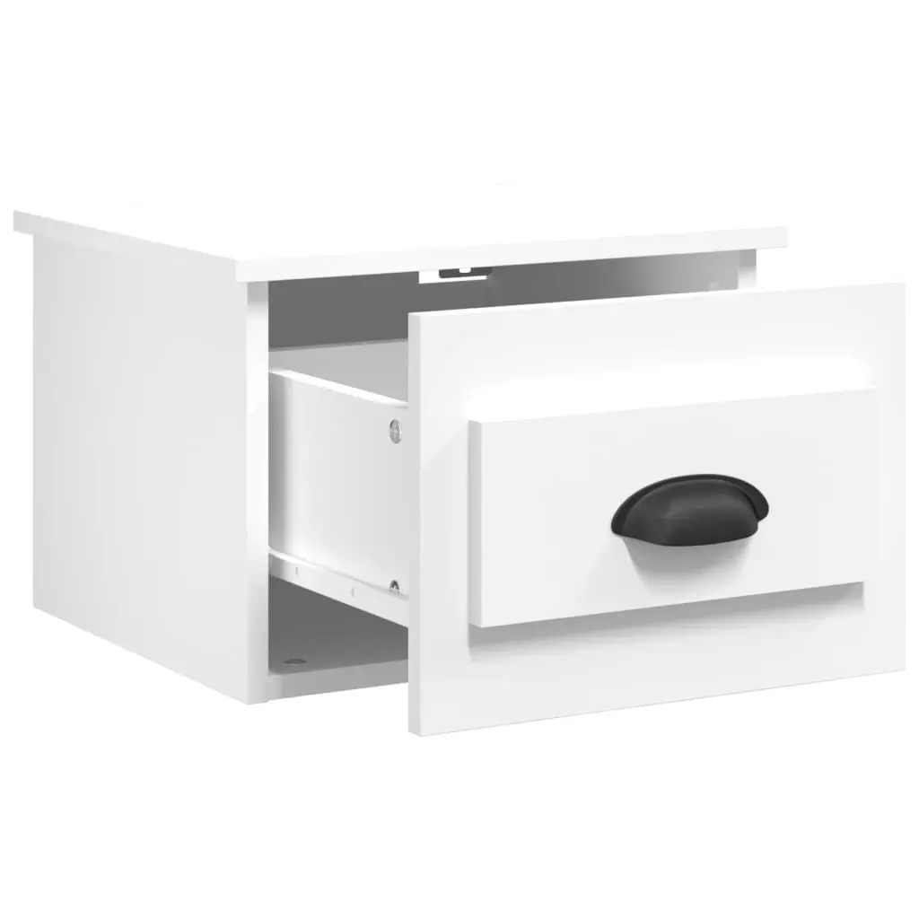 Wall-mounted Bedside Cabinet Storage White Floating Nightstand 41.5cm W x 36cm H x 28cm D