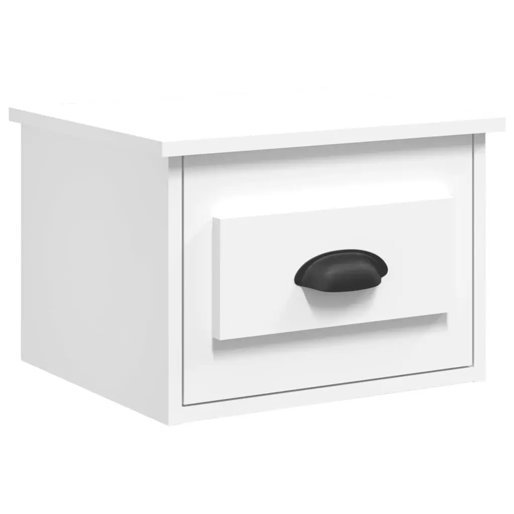 Wall-mounted Bedside Cabinet Floating Nightstand Storage Drawer White