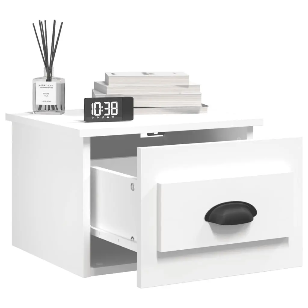 Wall-mounted Bedside Cabinet Floating Nightstand Storage Drawer White