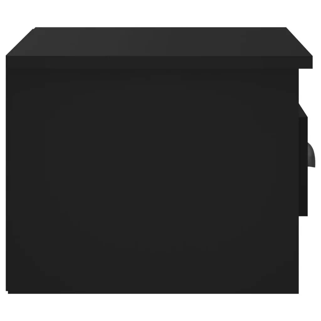 Wall-mounted Bedside Cabinet Black Floating Nightstand Drawer Storage