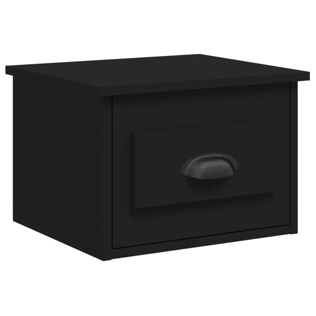 Wall-mounted Bedside Cabinets Storage Drawer Organiser 2 pcs Black