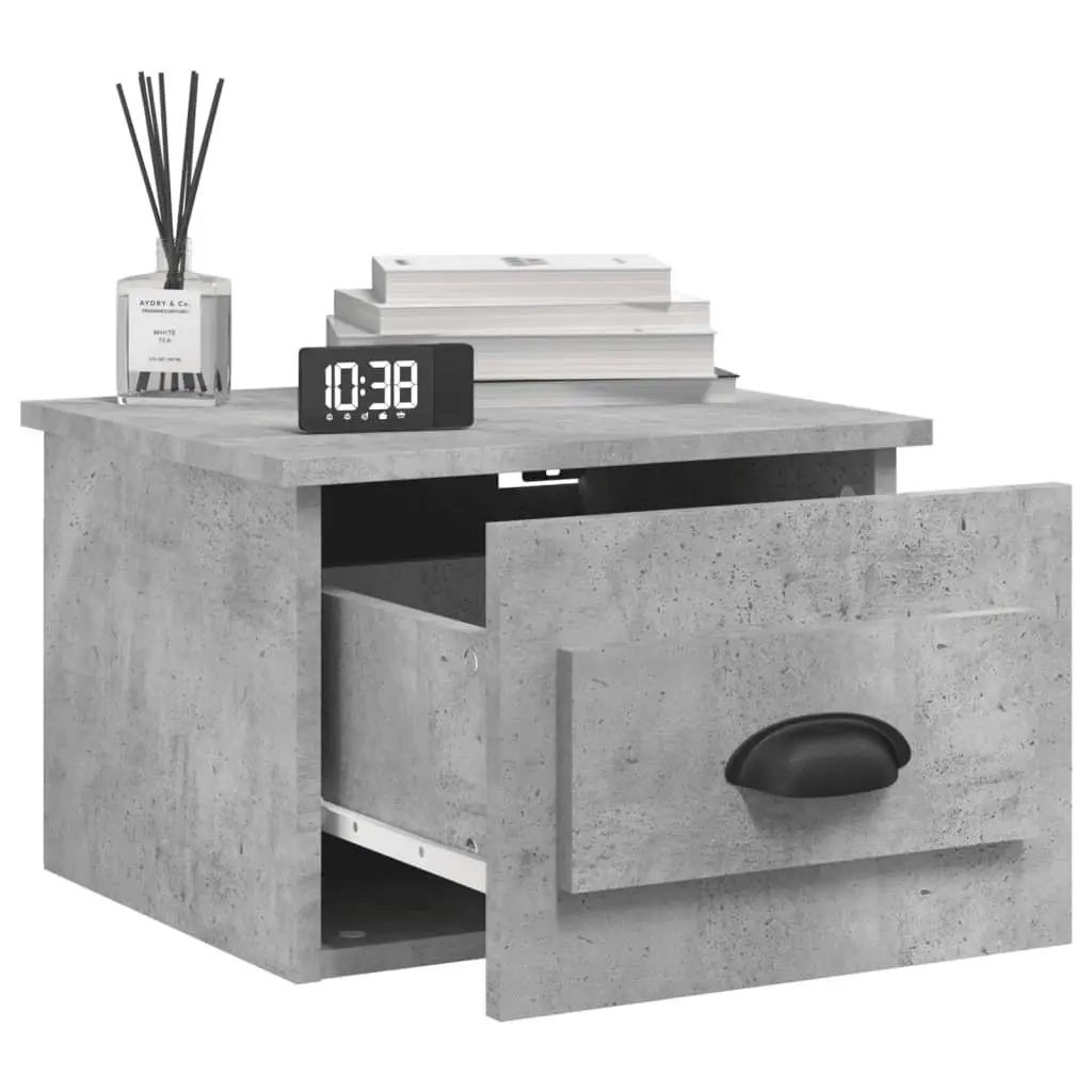 Wall-mounted Bedside Cabinet Storage Drawer Grey 41.5cm W x 36cm H x 28cm D