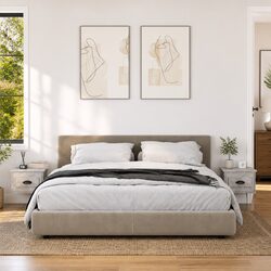 Stylish Grey Bedside Cabinets - 2 Units of Floating Storage