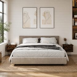 Warm Brown Floating Bedside Cabinets - 2 pcs Set