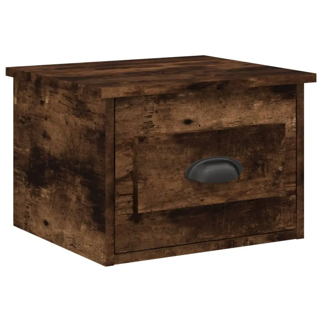 Wall-mounted Bedside Cabinets Storage 2 Piece Brown Floating Nightstand