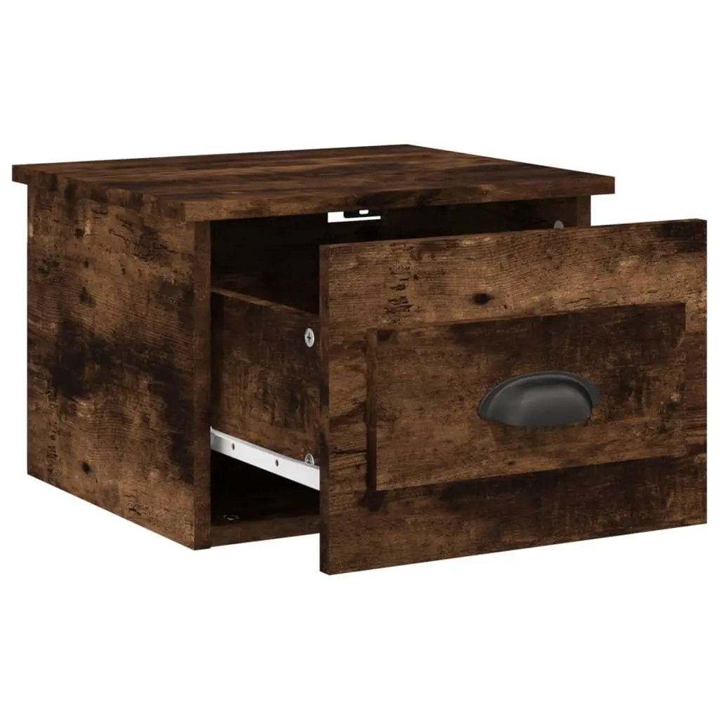 Wall-mounted Bedside Cabinets Storage 2 Piece Brown Floating Nightstand