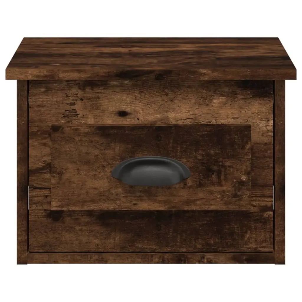 Wall-mounted Bedside Cabinets Storage 2 Piece Brown Floating Nightstand