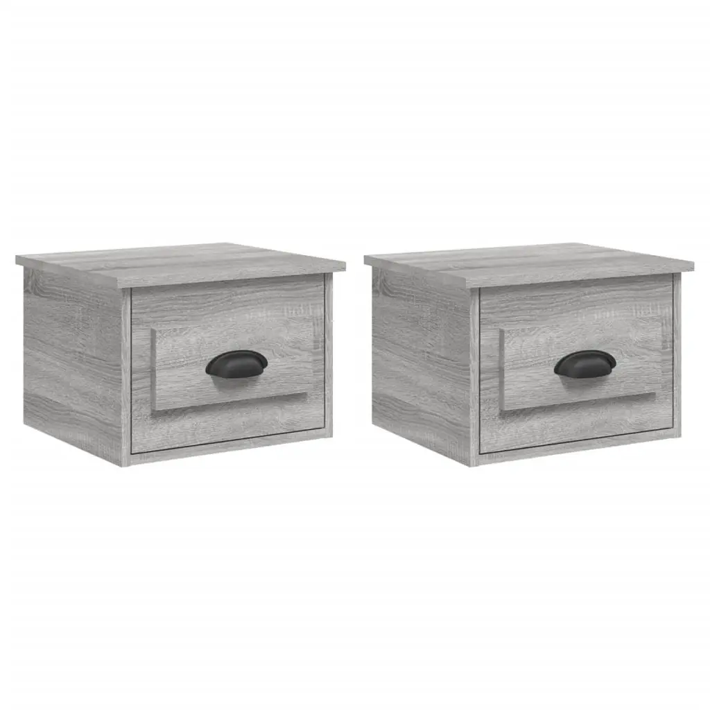 Wall-mounted Bedside Cabinets 2 pcs Grey Sonoma Floating Storage Drawer