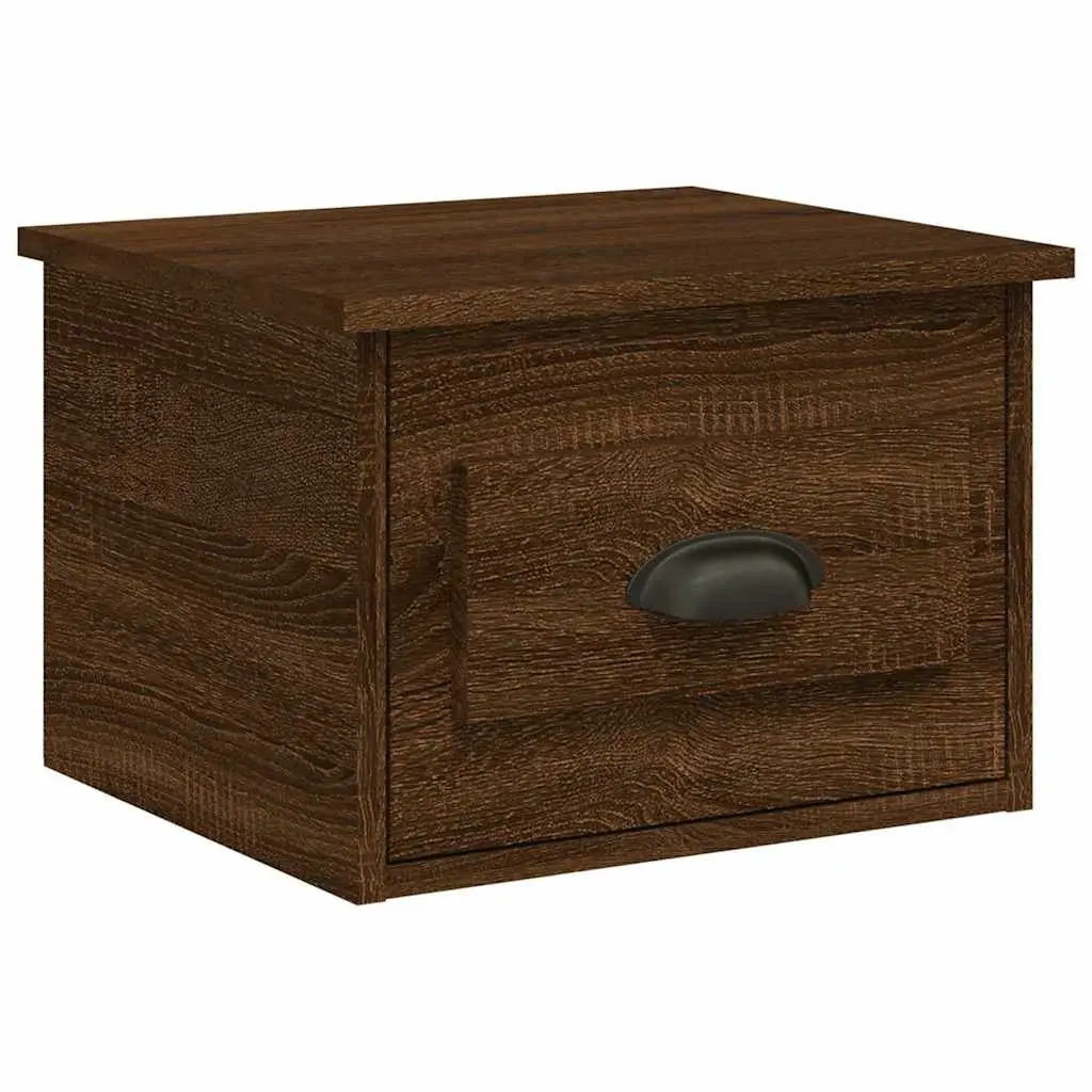 Wall-mounted Bedside Cabinets 2 pcs Brown Oak Floating Storage Drawer Bedroom