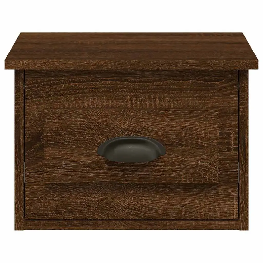 Wall-mounted Bedside Cabinets 2 pcs Brown Oak Floating Storage Drawer Bedroom