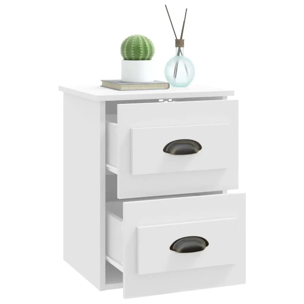 White Bedside Cabinet with 2 Drawers