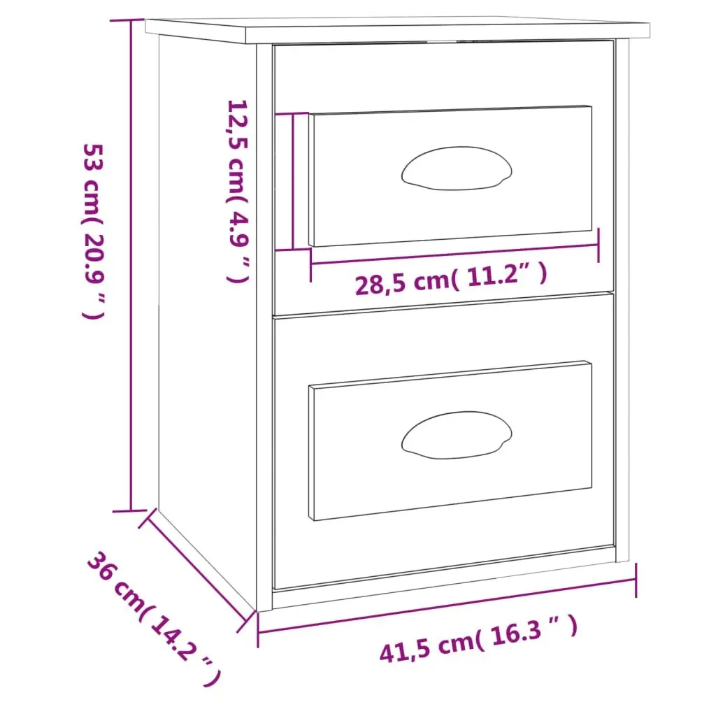 White Bedside Cabinet with 2 Drawers