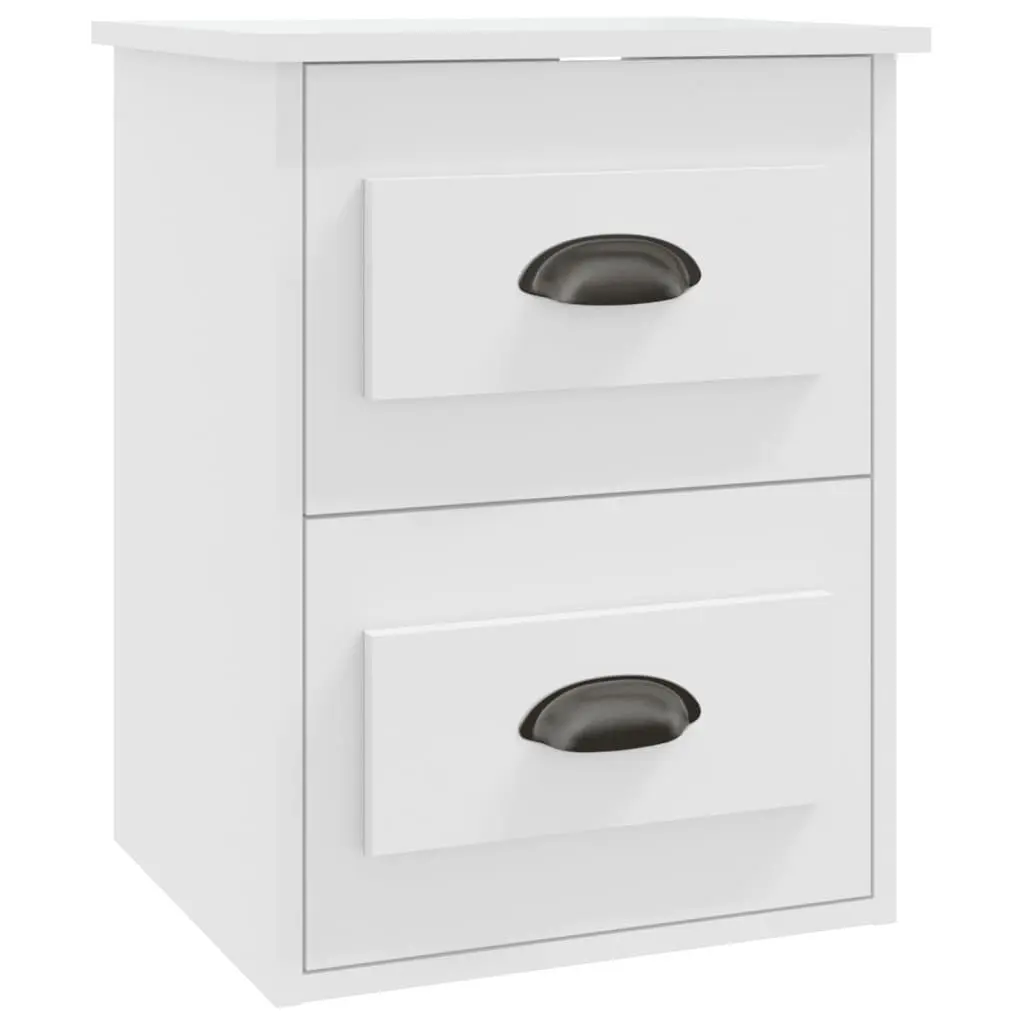 Wall-mounted Bedside Cabinet 2 Drawers White Floating Storage 41.5x36x53cm