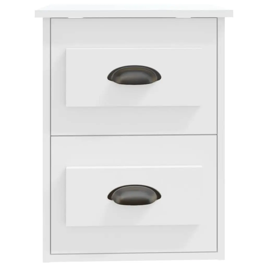 Wall-mounted Bedside Cabinet 2 Drawers White Floating Storage 41.5x36x53cm