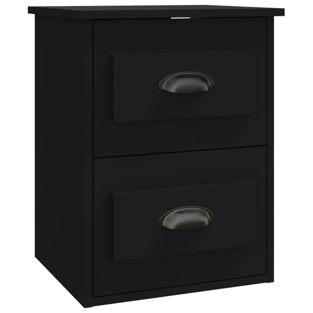 Wall-mounted Bedside Cabinet Storage Unit 41.5x36x53cm Black