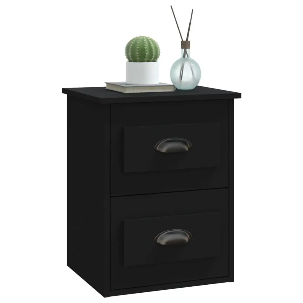 Wall-mounted Bedside Cabinet Storage Unit 41.5x36x53cm Black