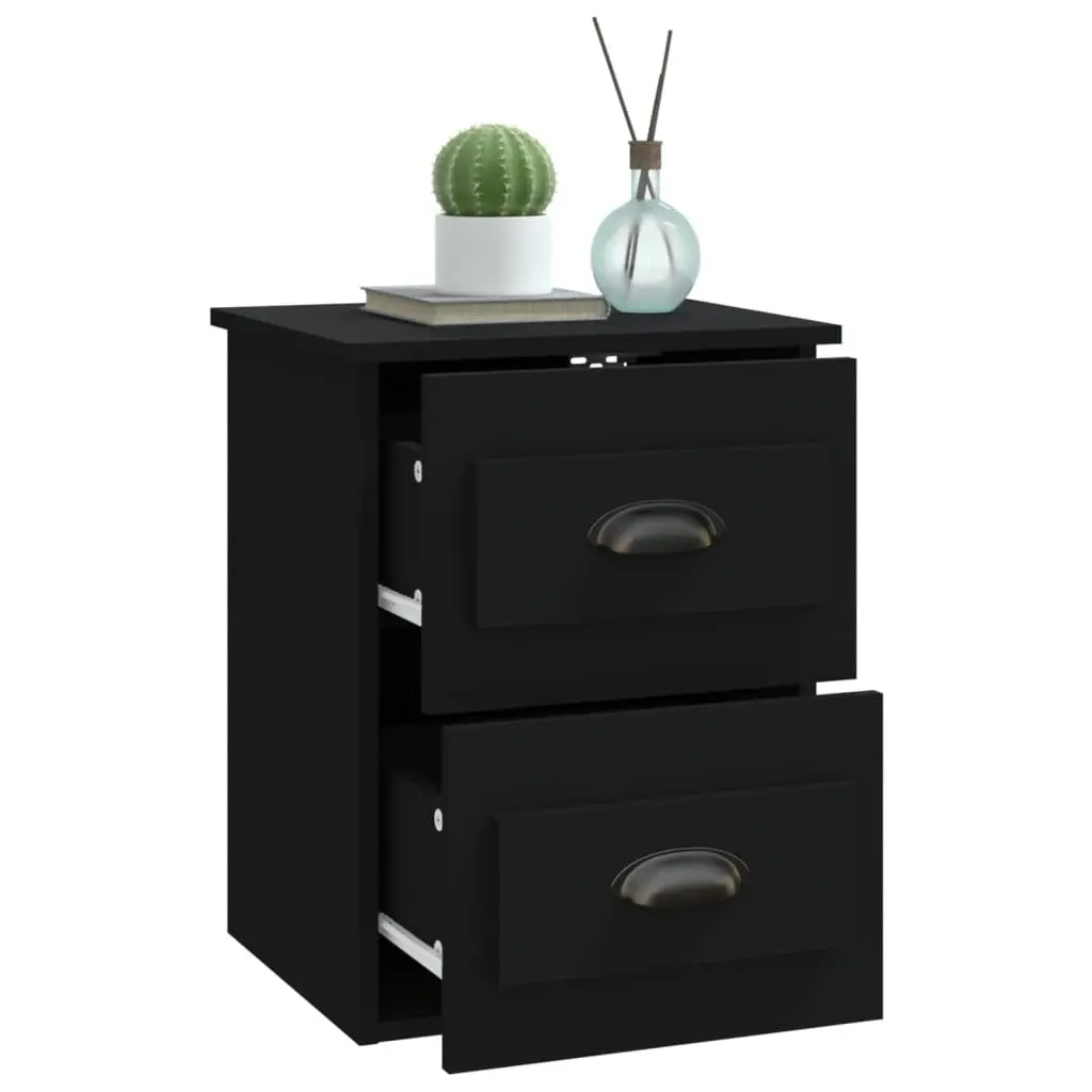 Wall-mounted Bedside Cabinet Storage Unit 41.5x36x53cm Black