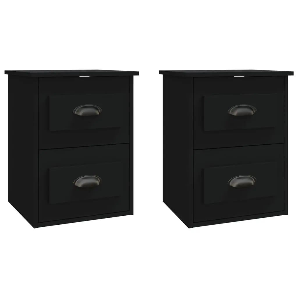 Wall-mounted Bedside Cabinet with 2 Drawers Storage Unit Floating Bedroom