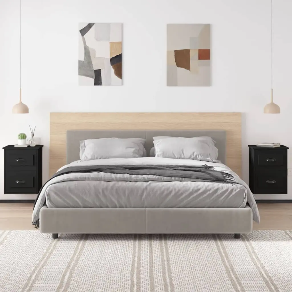 Wall-mounted Bedside Cabinet with 2 Drawers Storage Unit Floating Bedroom