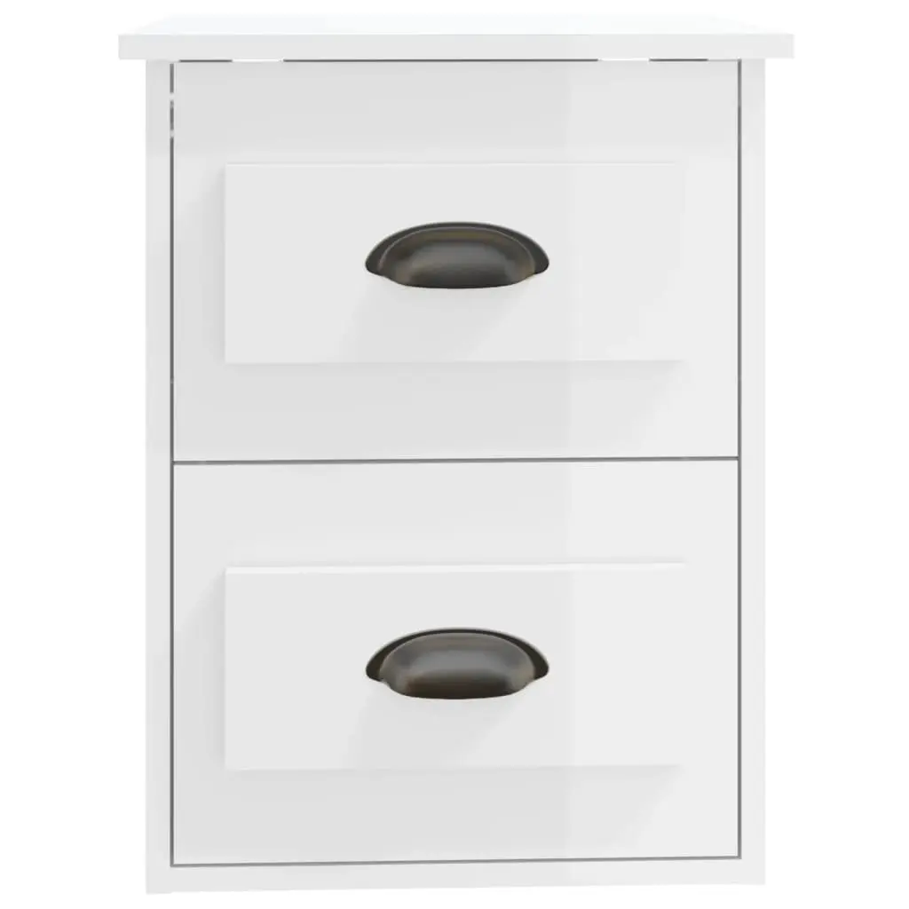 Wall-mounted Bedside Cabinet Storage Unit 2 Drawer White