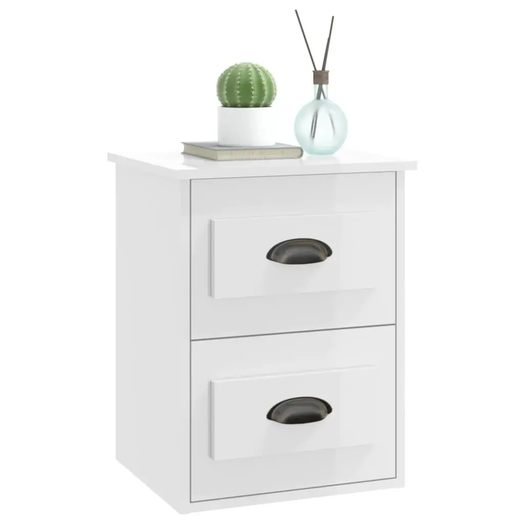 Wall-mounted Bedside Cabinet Storage Unit 2 Drawer White