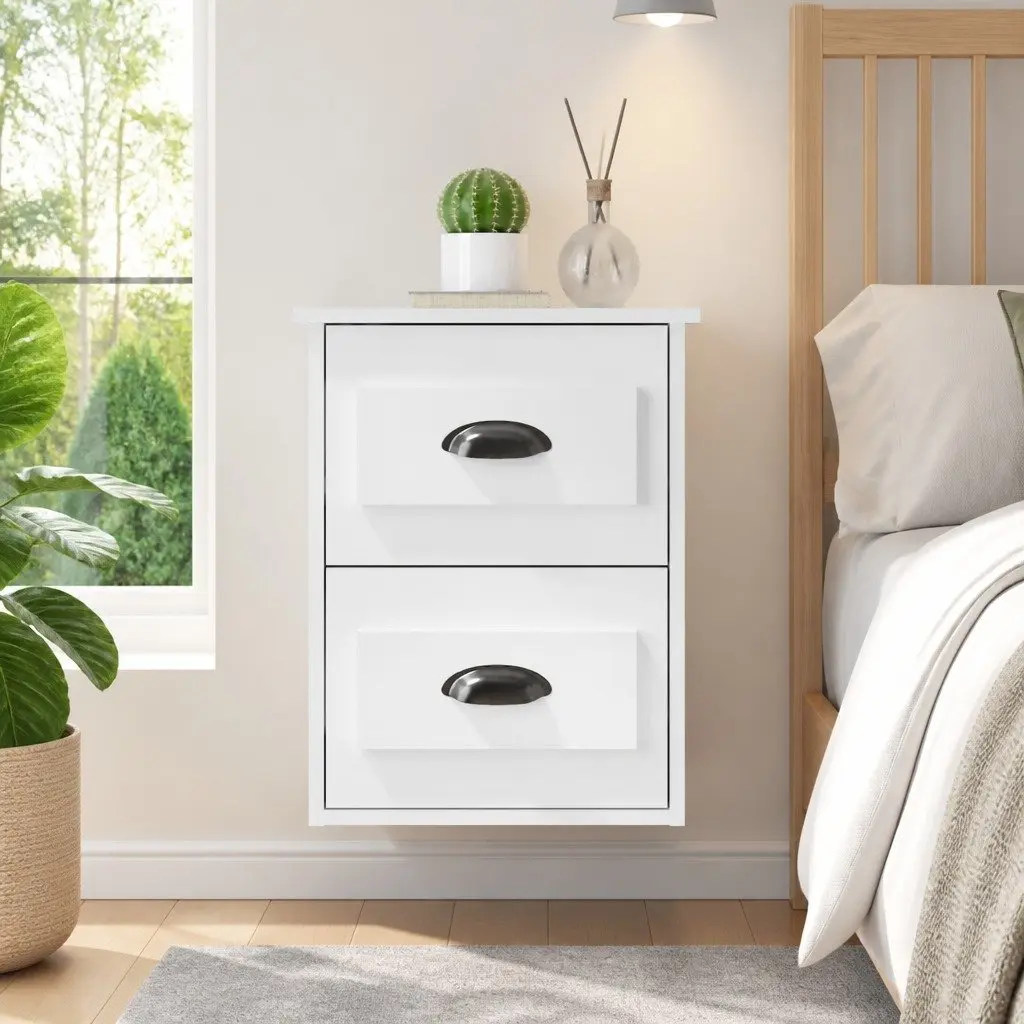 Wall-mounted Bedside Cabinet Storage 41.5x36x53cm White