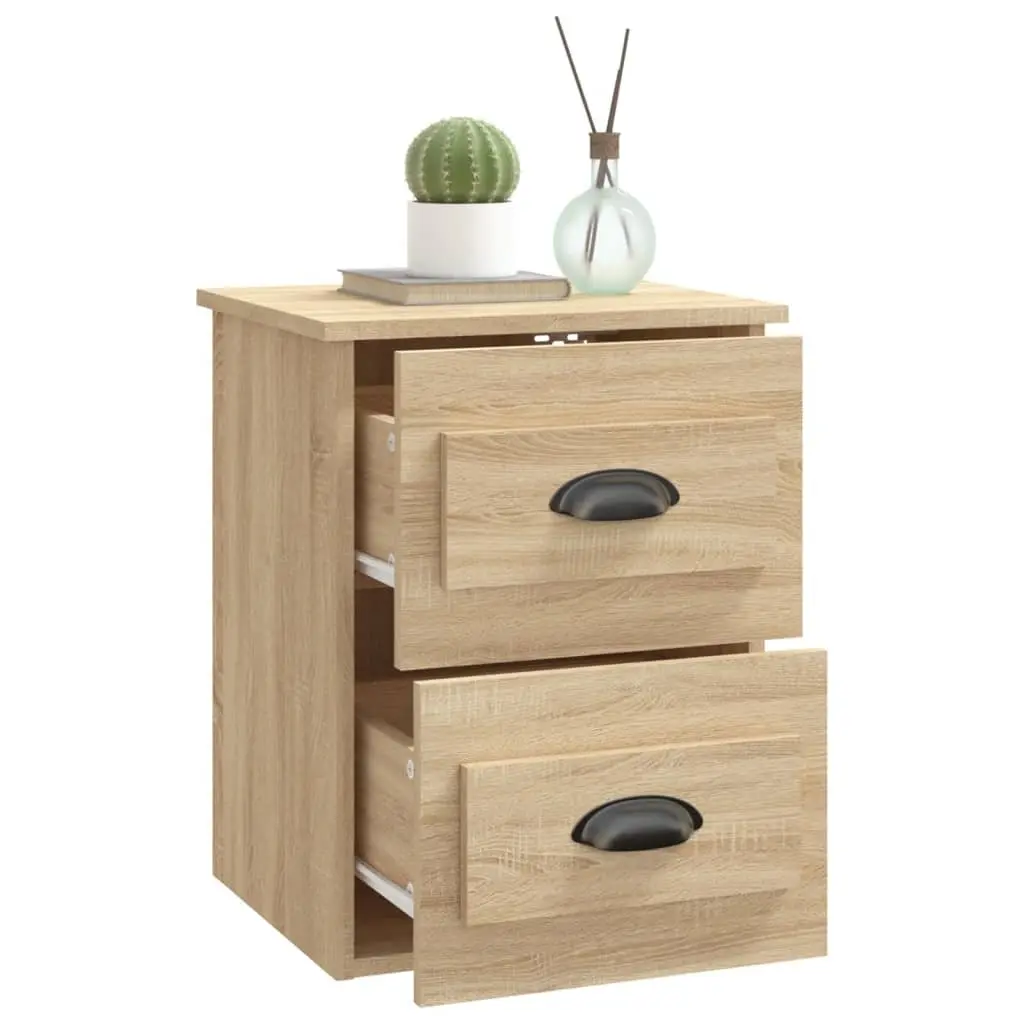 Wall-mounted Bedside Cabinet 2 Drawers Sonoma Oak Floating Storage Unit
