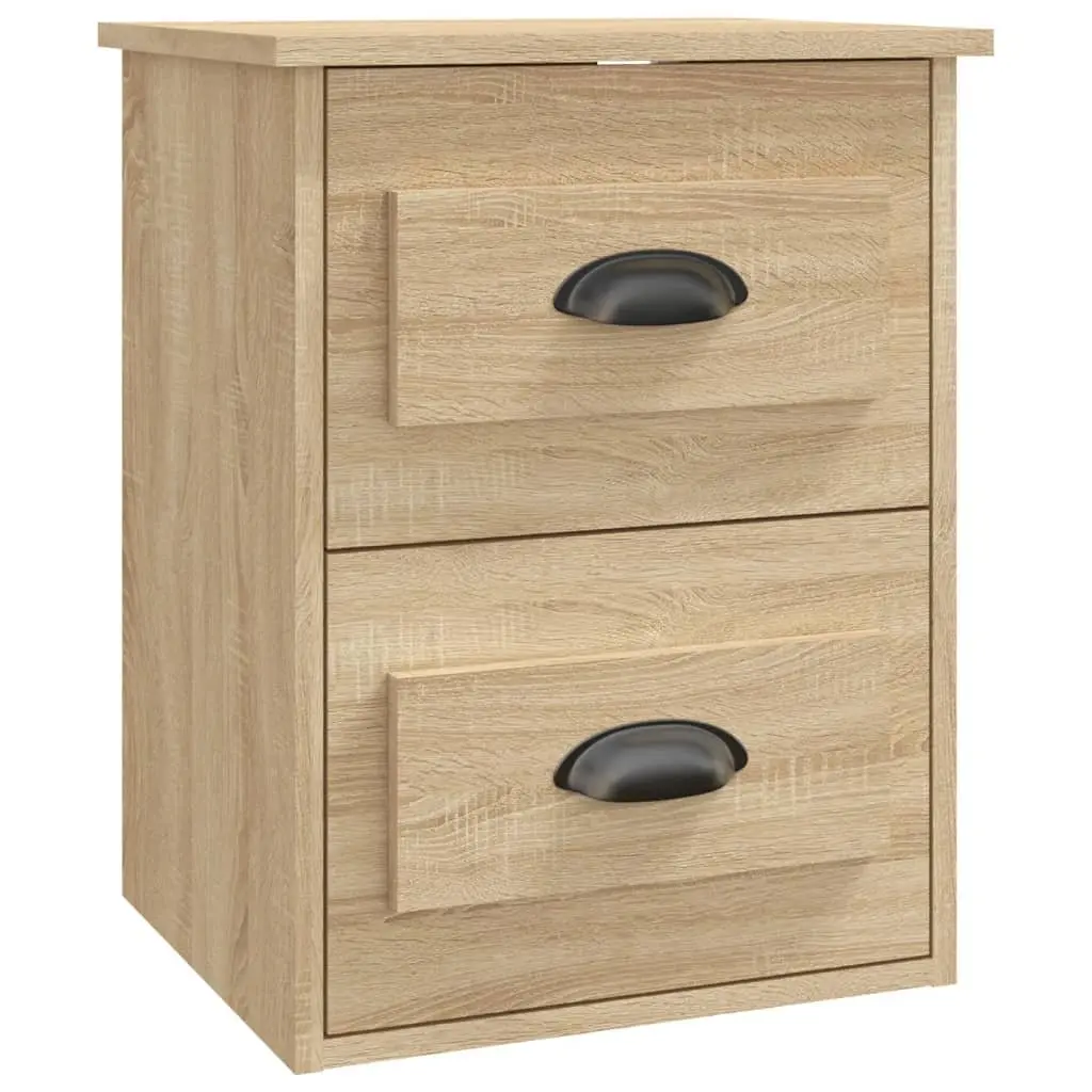 Wall-mounted Bedside Cabinet 2 Drawers Sonoma Oak Floating Storage Unit