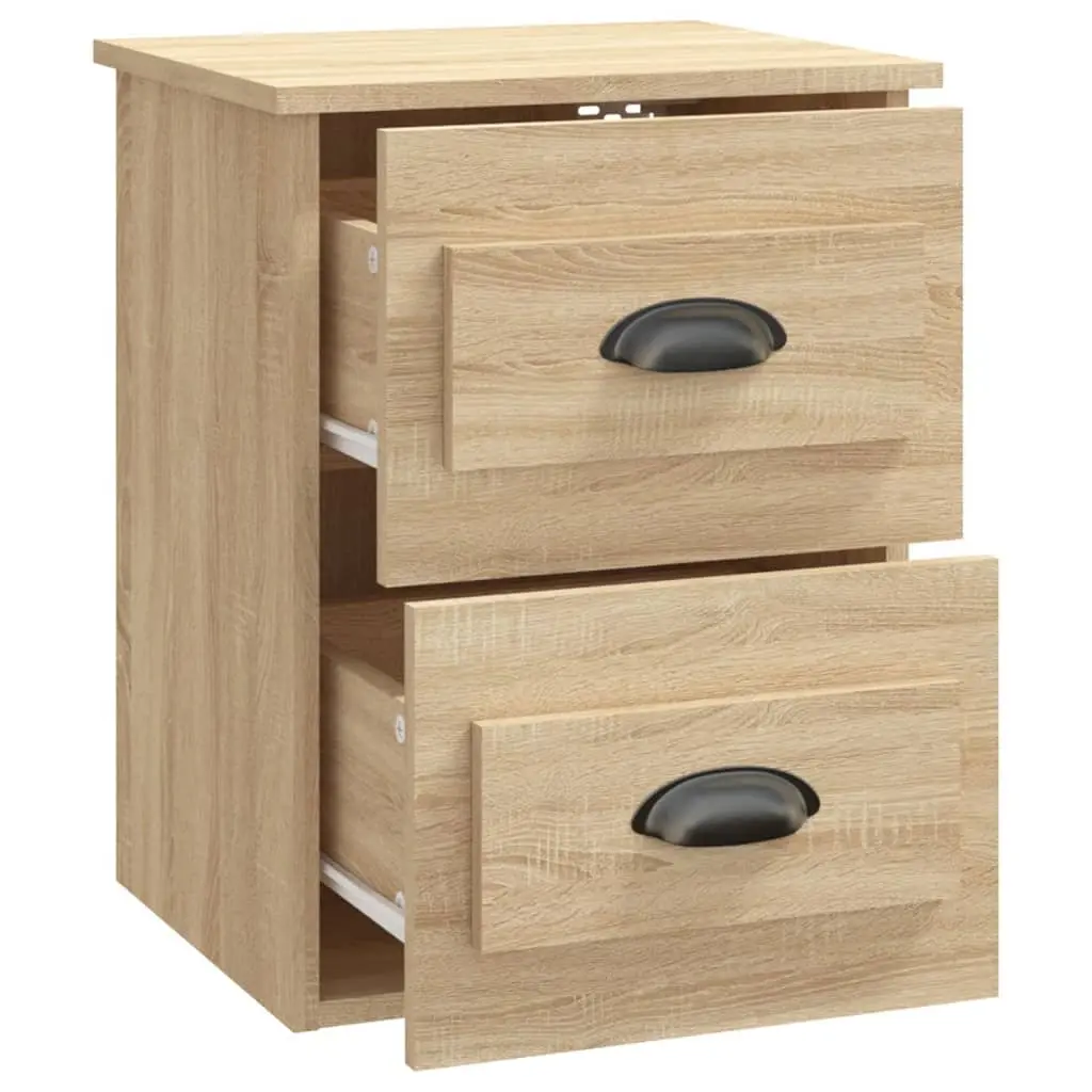Wall-mounted Bedside Cabinet 2 Drawers Sonoma Oak Floating Storage Unit