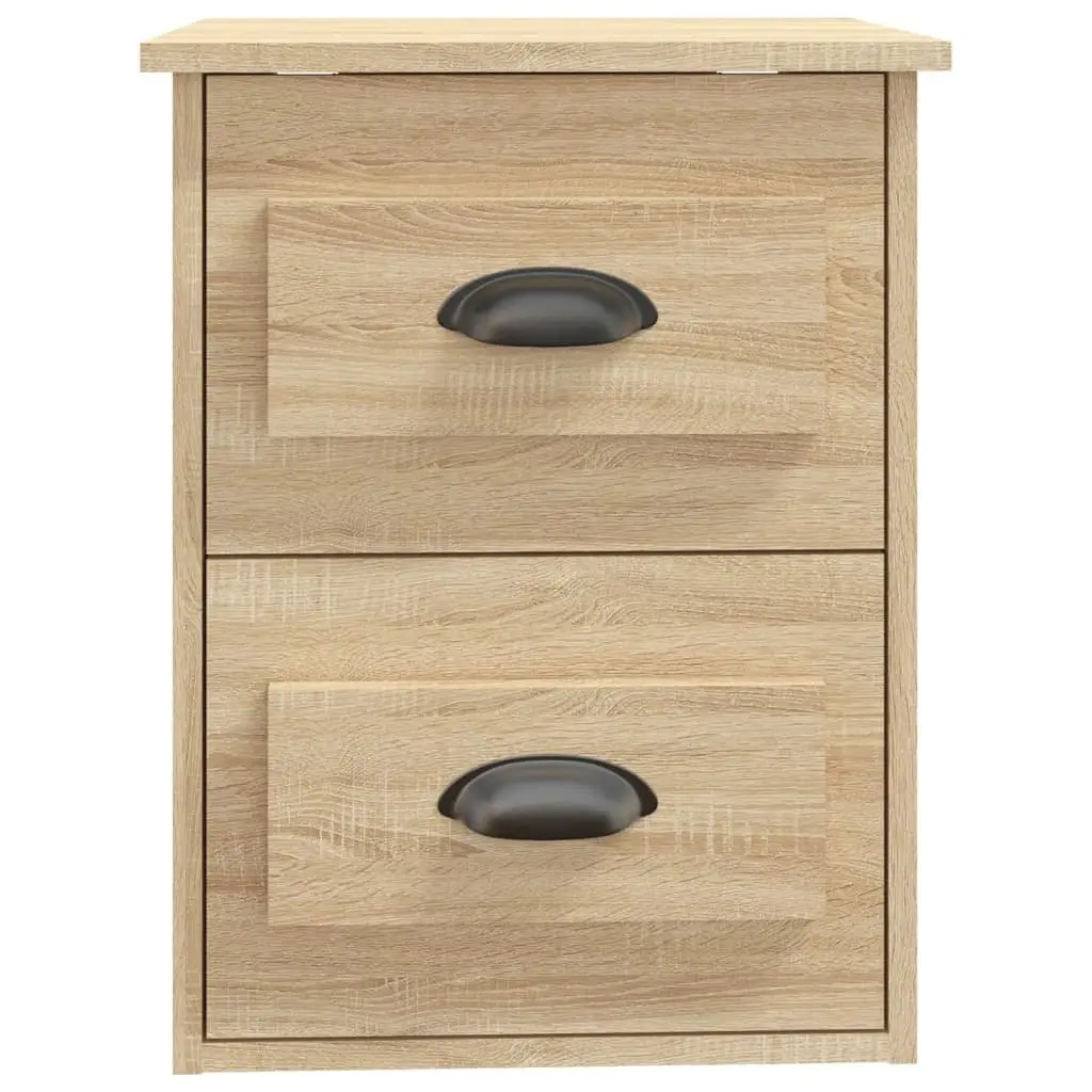 Wall-mounted Bedside Cabinet 2 Drawers Sonoma Oak Floating Storage Unit