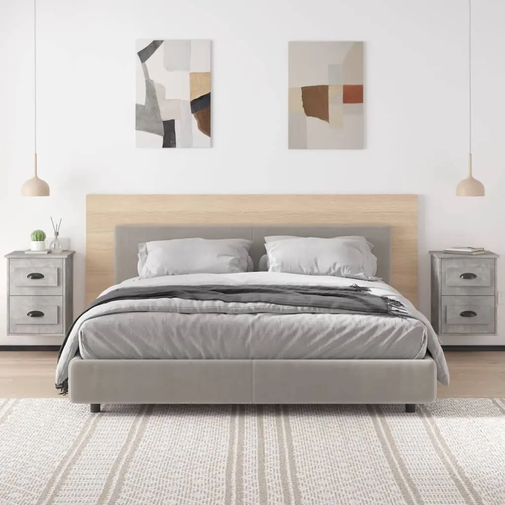 Wall Mounted Bedside Cabinet 2 Drawers Floating Bedroom Storage Grey